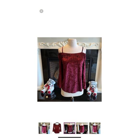 No Boundaries Juniors Burgundy velvet top, Small. Whimsigoth - Picture 3 of 6